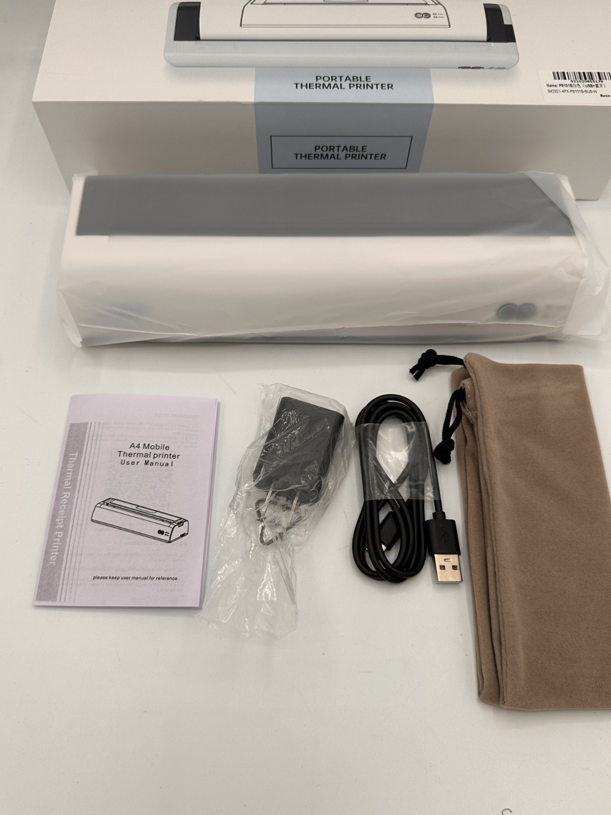 Portable A4 Thermal Printer Wireless Bluetooth USB Inkless Travel Mobile White