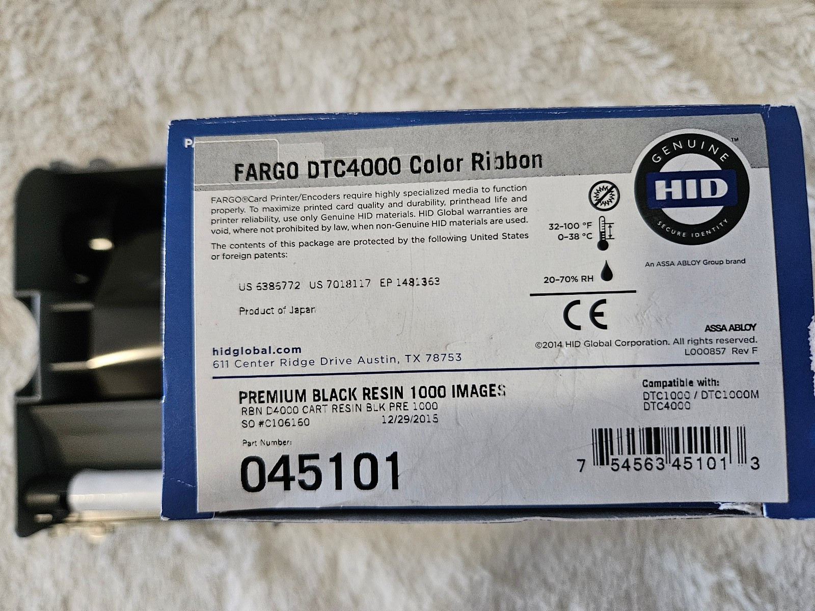 HID Fargo Single Color Resin DTC1000 DTC4000 Black Red White + Used Green Black