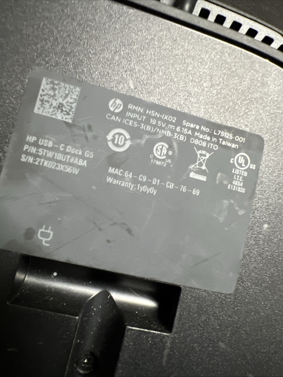 HP HSN-IX02 G5 USB-C Docking Station