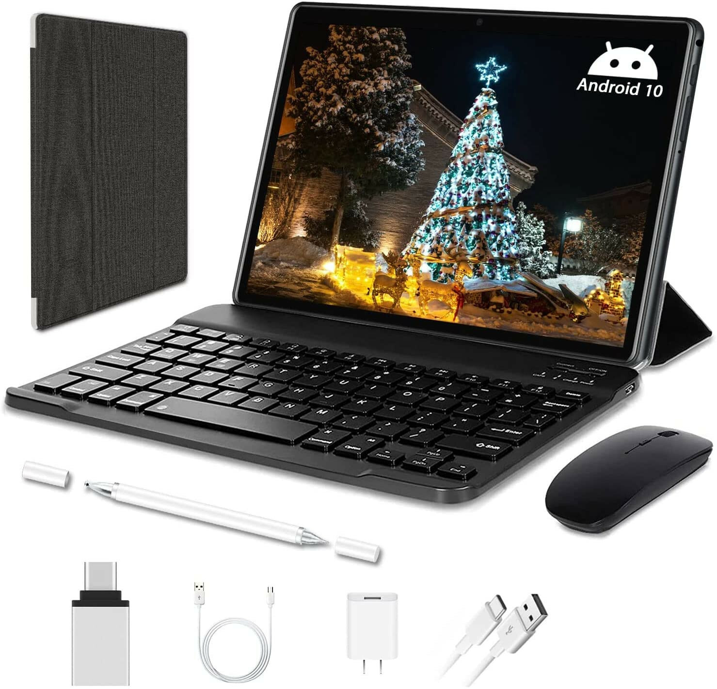 Tablet 10 Inch Android 11, 4GB RAM 64GB ROM 1920×1200 IPS w Keyboard/Mouse