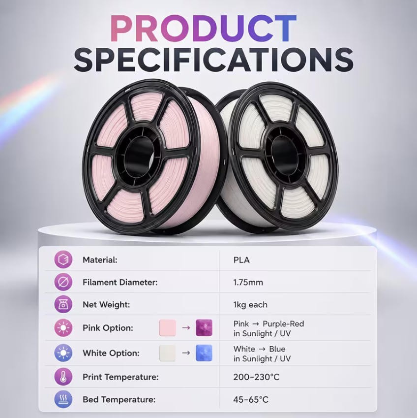 Upgraded Hyper 40-300mm/s PLA/PETG/Silk 3D Filament 1KG 1.75mm Filament LOT