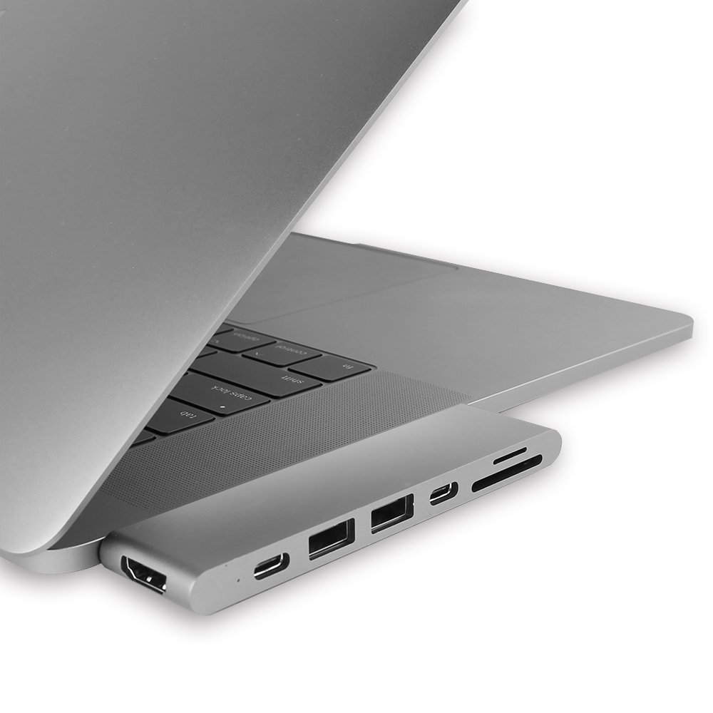 Aluminum USB-C Hub 7-in-1 Adapter w/4K HDMI Card Reader Thunderbolt 3 USB 3.0 PD