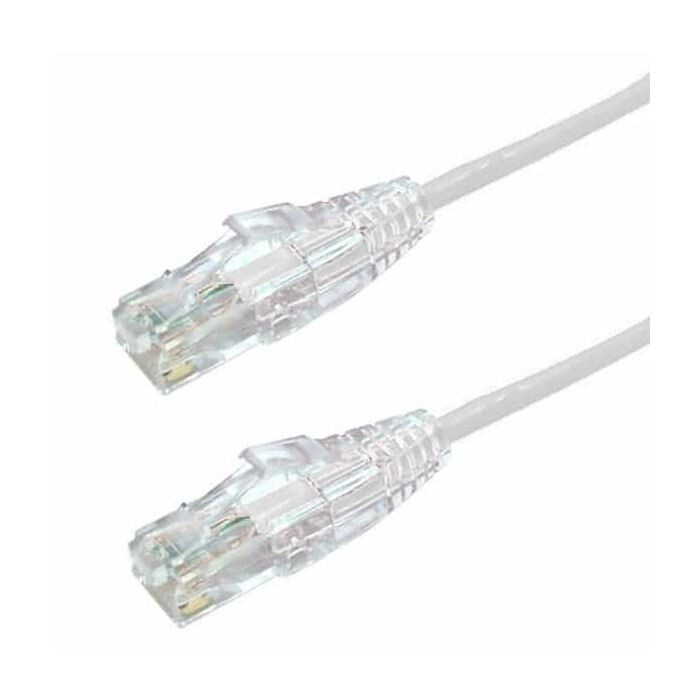 6 inch Cat6 Patch Cable Slim bare Pure copper conductor 28AWG White