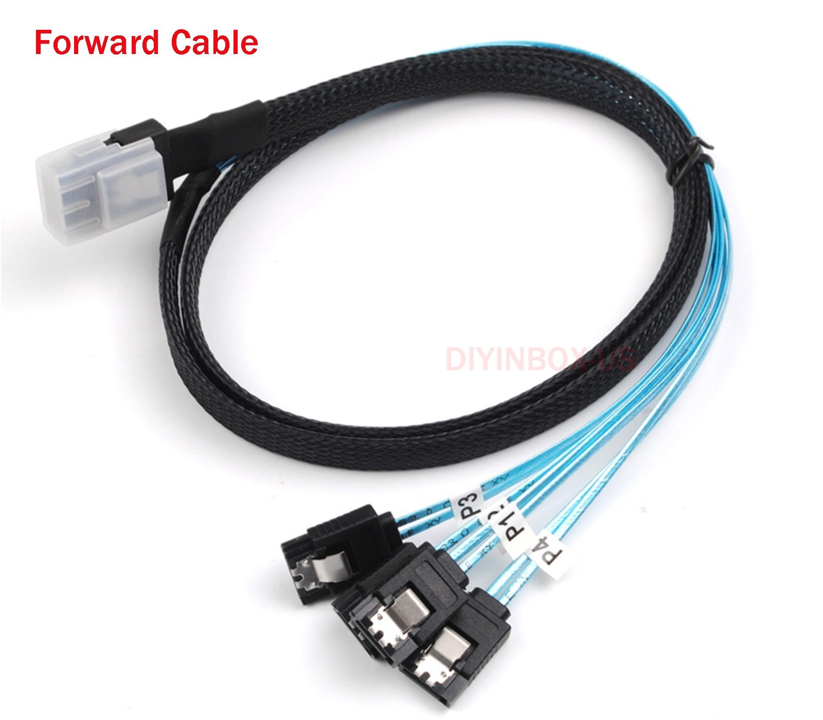 Mini SAS SFF-8087 to 4 SATA Breakout Forward/ Reverse/90 Degree SAS Cable 0.5/1M