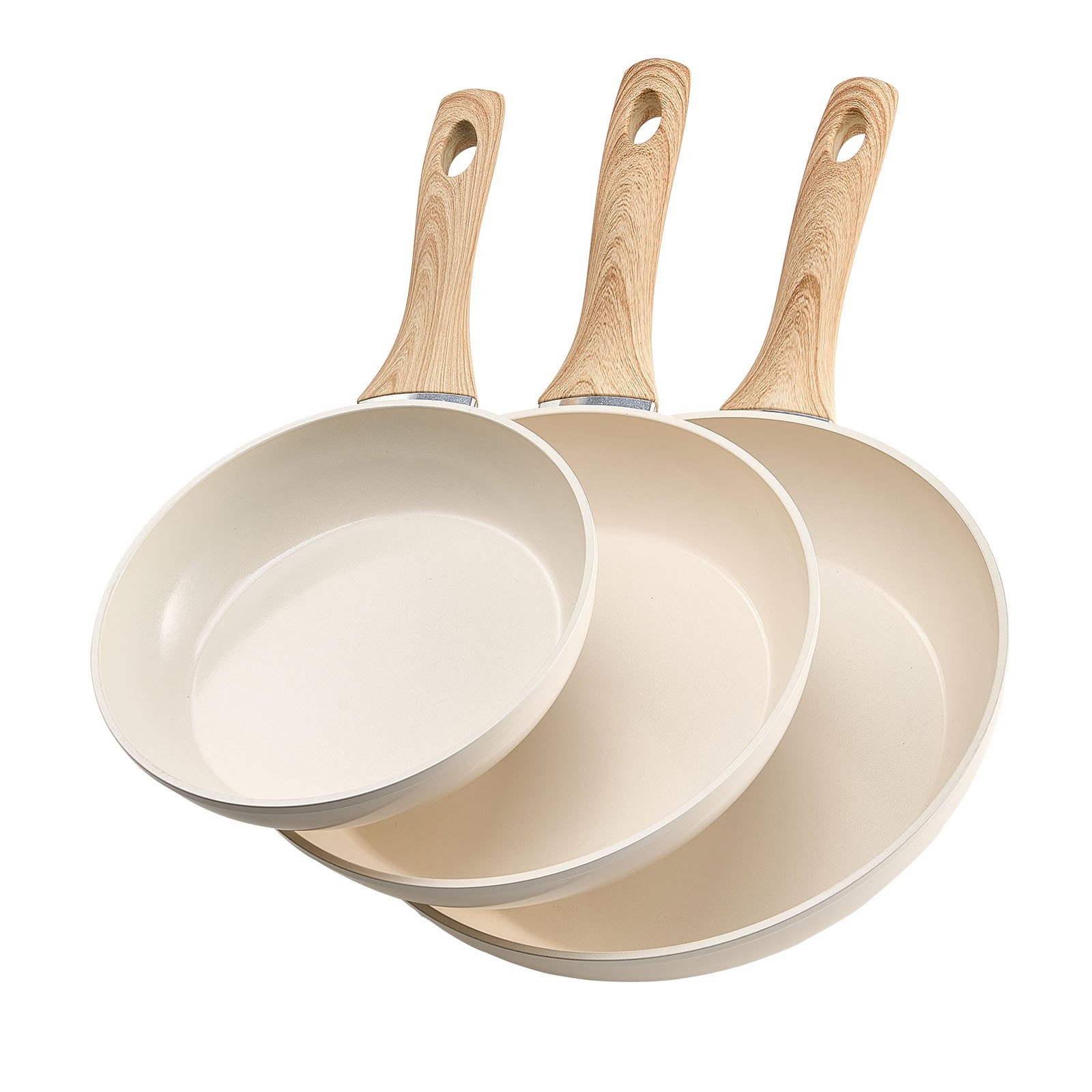 Frying Pan Skillet, Aluminum Egg Fry Pans, 3 Piece (8, 9.5, 11 in), Nonsitck Cer