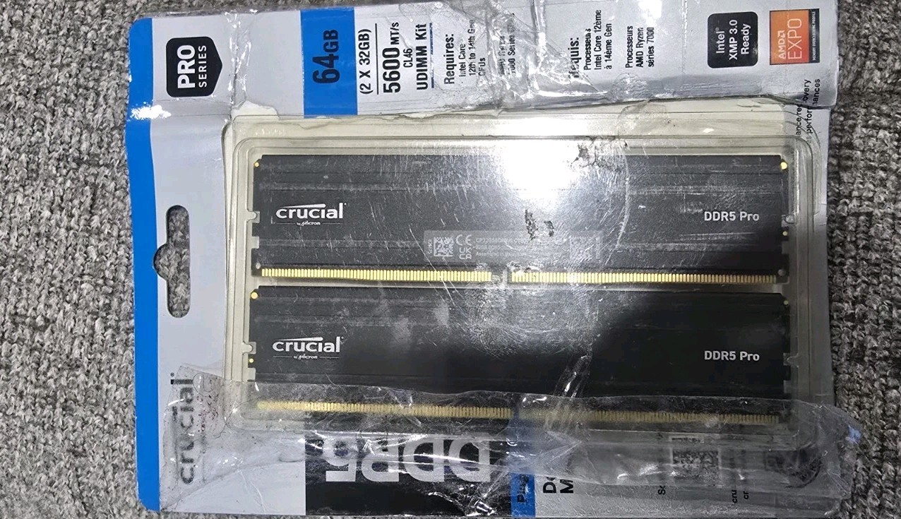 Crucial Pro 64GB DDR5 RAM Kit (2x32GB), 5600MHz, Desktop Memory CP2K32G56C46U5