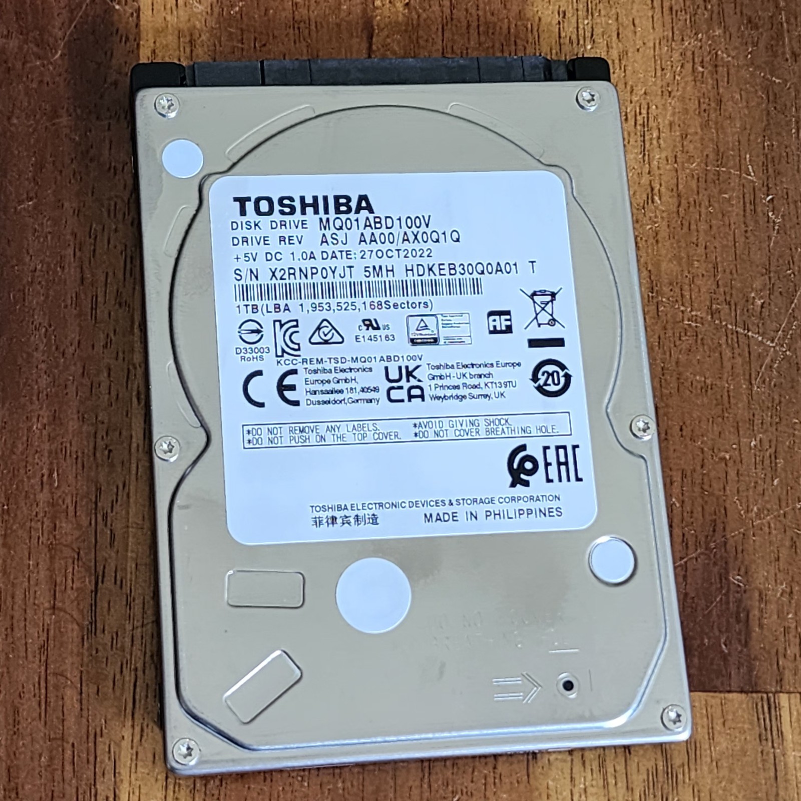 Toshiba MQ01ABD100V 1TB 2.5″ SATA 5400RPM 8MB HDD Hard Drive AF – Tested