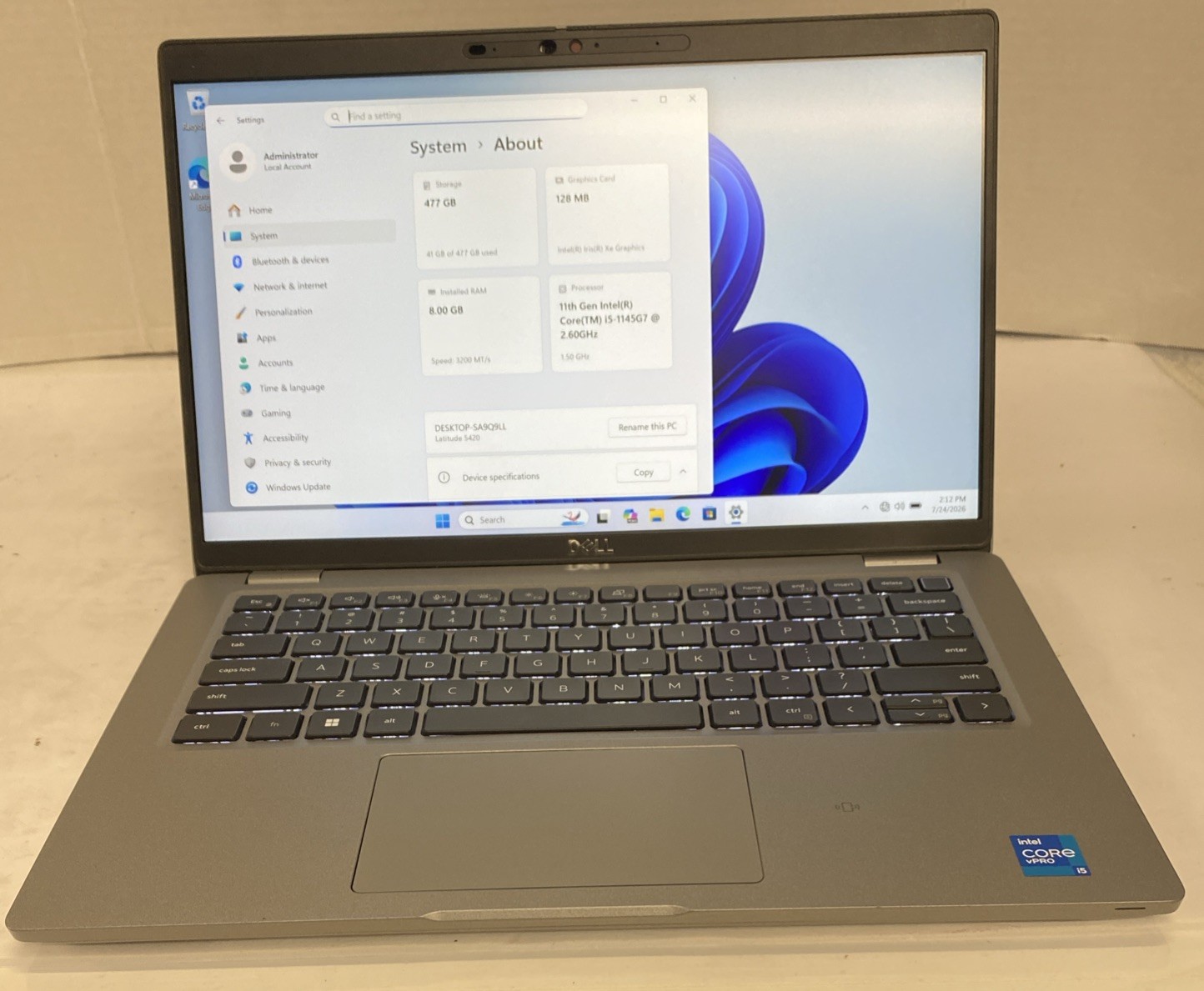 Dell Latitude 5420 | 14″ | i5-1145G7 2.60GHz | 8GB RAM 500GB NVMe