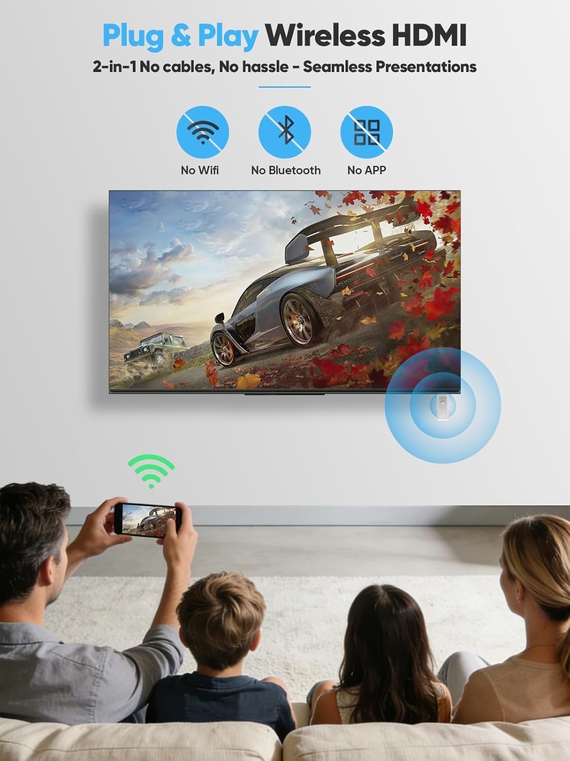 2026 Upgraded 2-in-1 Wireless HDMI Display Dongle Adapter,4K HDR Decode Dual Ban