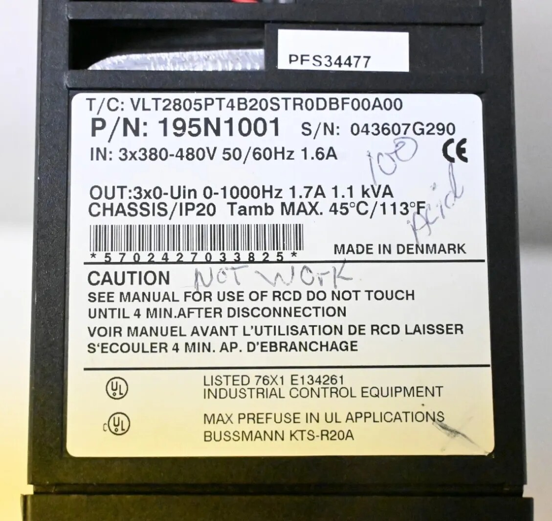 Danfoss AC Variable Speed Drive VLT 2800 195N1001/195N2131/195N0600 3×380-480V