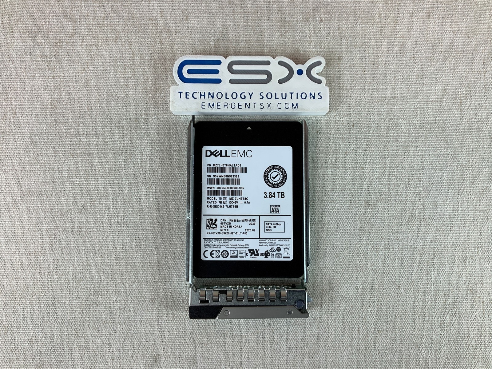 Dell 5TVXD 3.84TB 6Gb/s 2.5″ SATA Read Intensive SSD MZ7LH3T8HALTAD3 14G 99%+