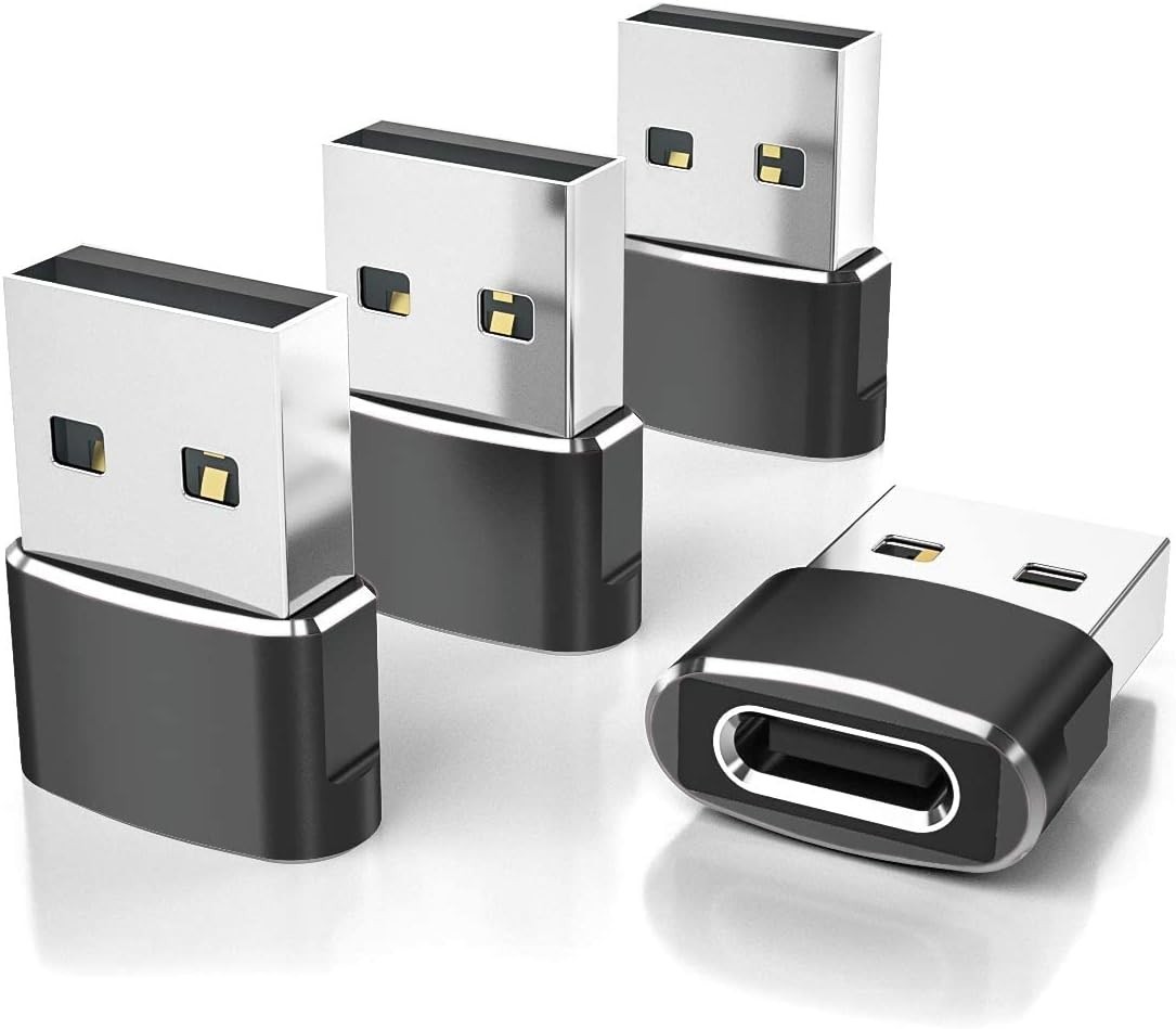 Aluminum USB to USB-C Adapter 4-Pack – High-Speed Charging for iPhone & Android