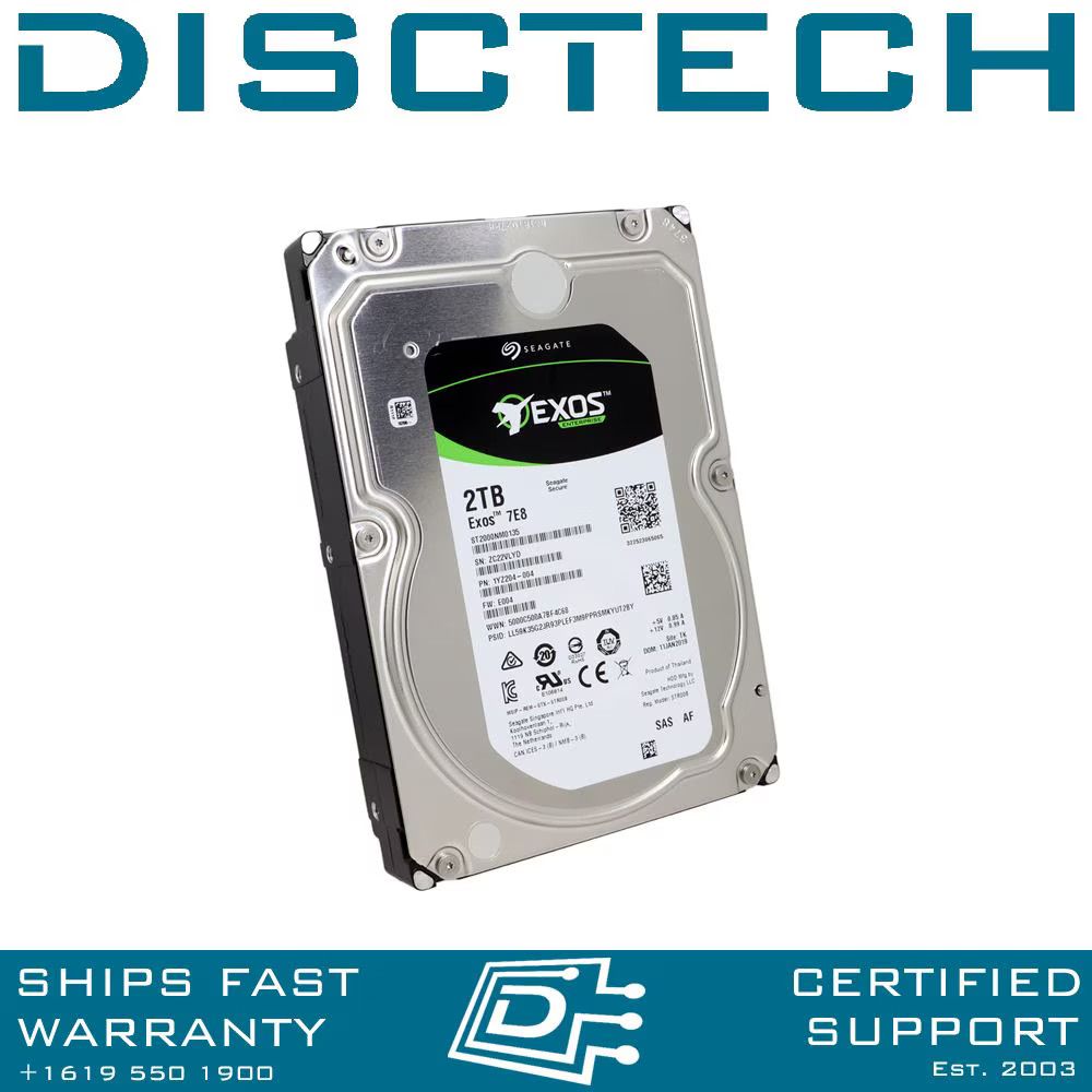 Seagate Exos 7E8 ST2000NM0135 2TB 3.5″ 6Gbps 7.2K RPM 512e SAS Hard Drive
