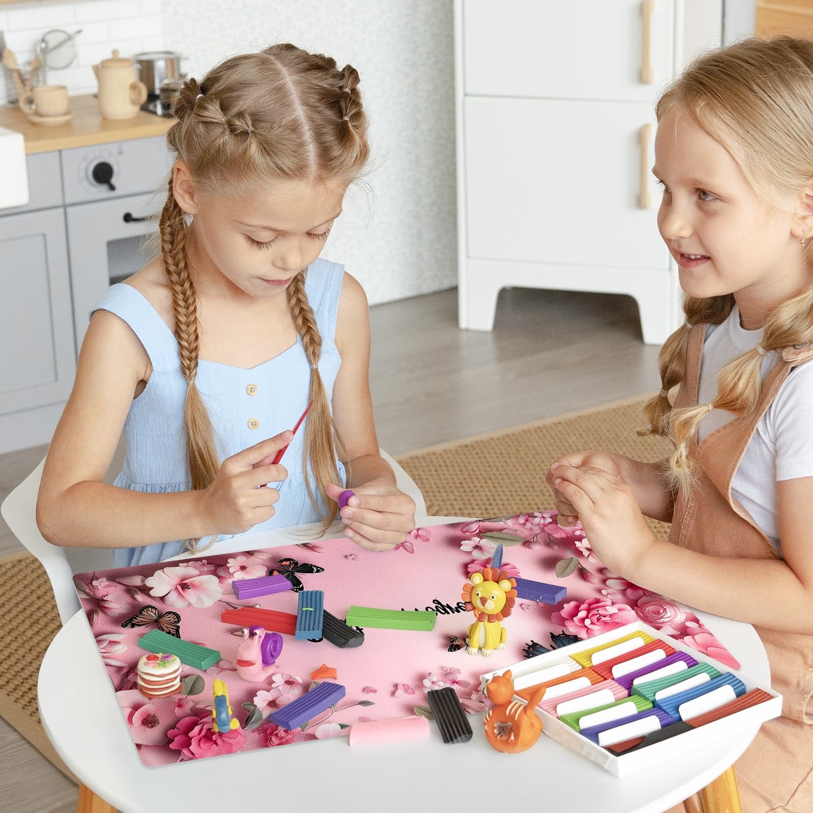 Dual-Sided Waterproof Synthetic Leather Makeup Mat for Desk, Makeup Butterfly
