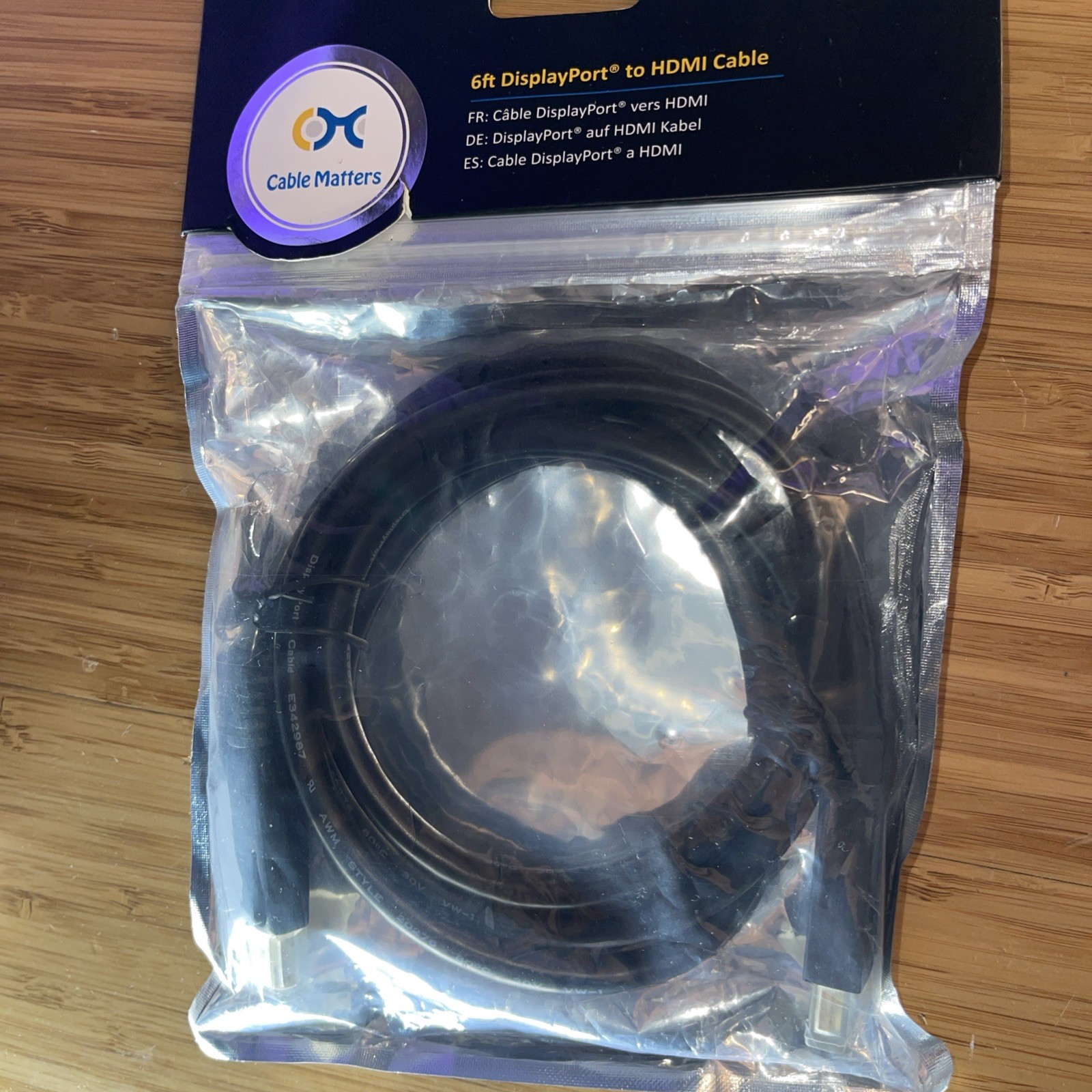 Cable Matters DisplayPort to HDMI Adapter Cable 6 Ft. Unidirectional Black NEW