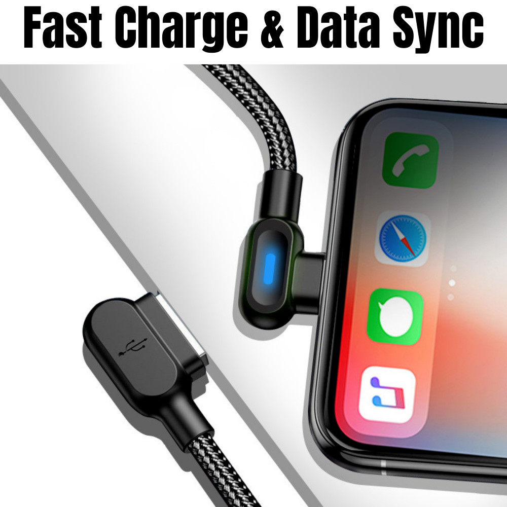 5 PACK 90 Degree Fast Charger Cable Right Angle For iPhone 14 13 12 11 XR 8 7 6