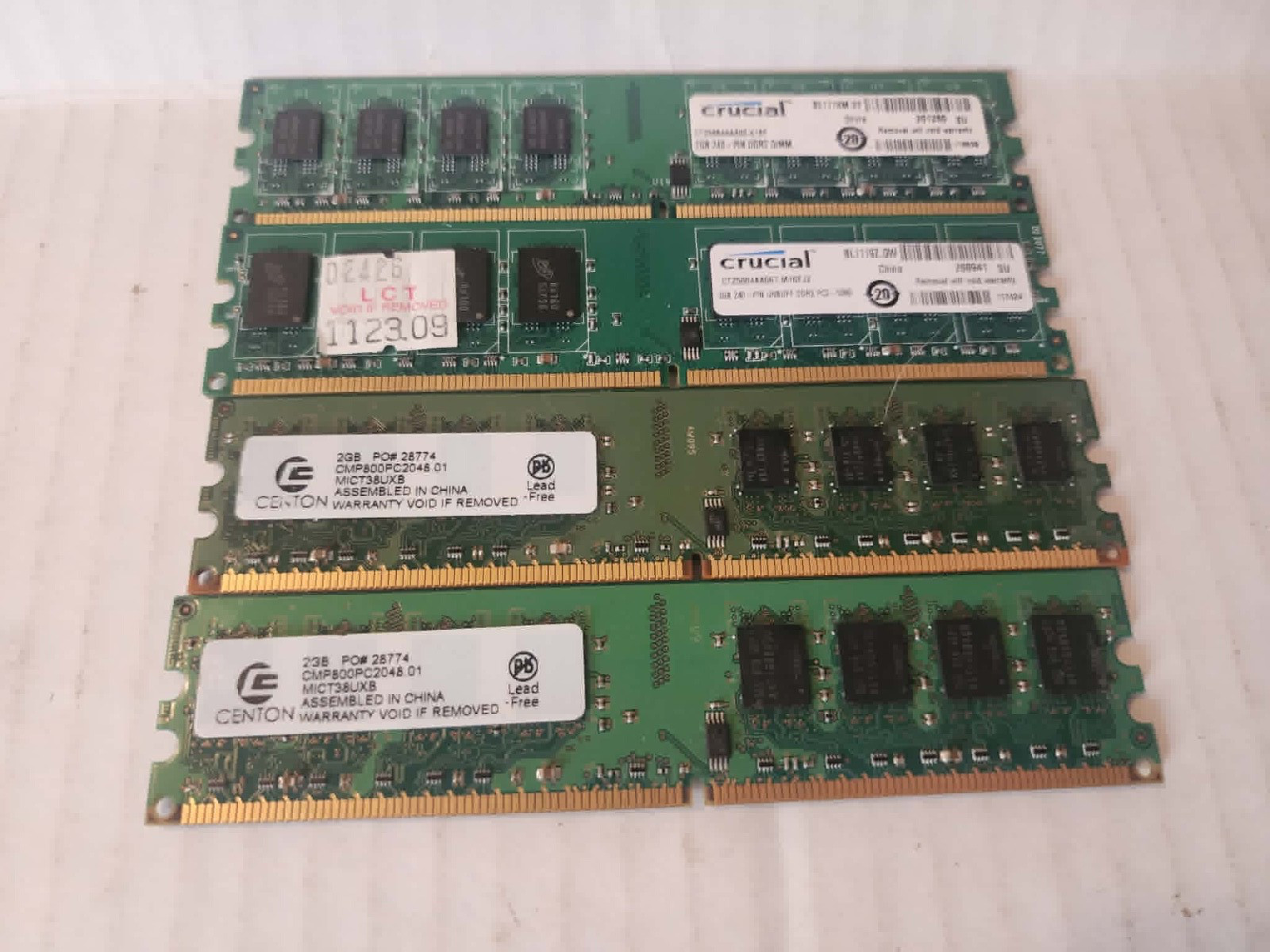 Crucial PC2-5300 – 8GB Kit = (4 x 2GB) DIMM DDR & DDR2 RAM – MIXED LOT – 240 Pin