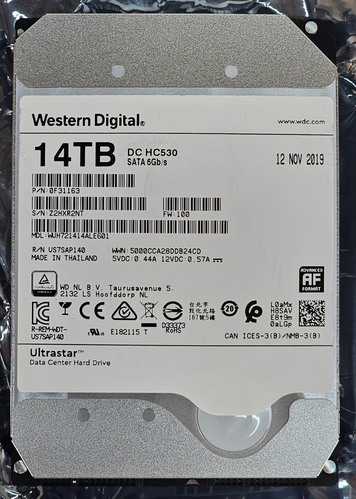 WD Ultrastar DC HC530 14TB SATA 6G 3.5″ 7200RPM Enterprise HDD – WUH721414ALE601