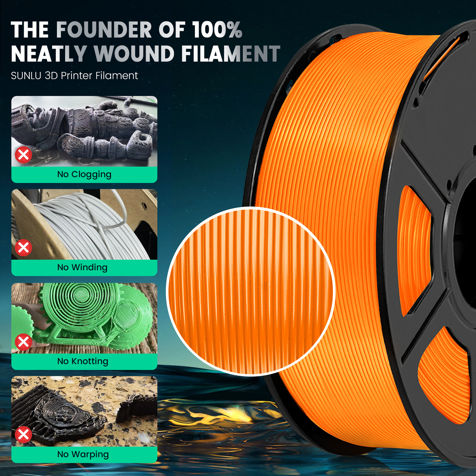 SUNLU 1.75MM 5KG Large Spool PLA+/PLA+ 2.0/PLA/PETG Filament For 3D Printer