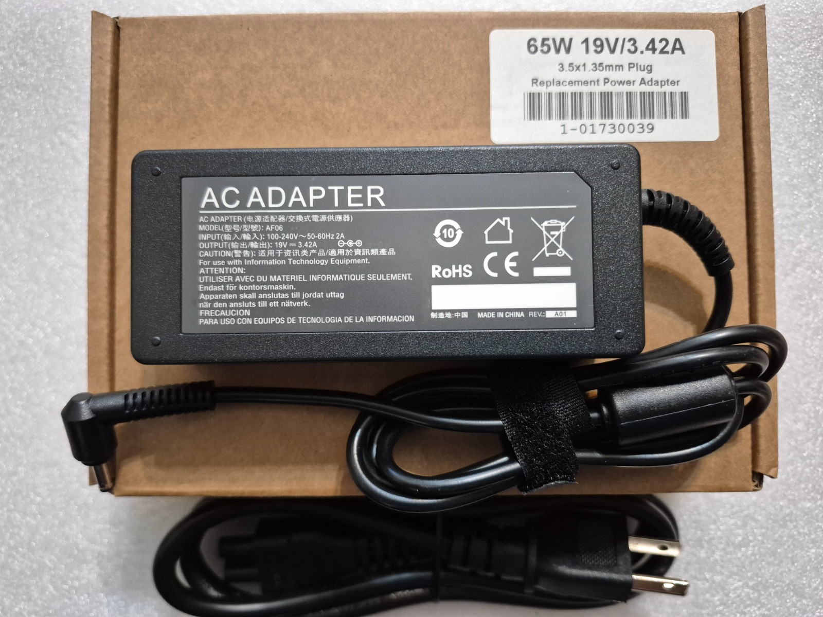 65W 19V/3.42A with 3.5×1.35mm Plug AC Power Adapter for Gateway GWTN141-10BL