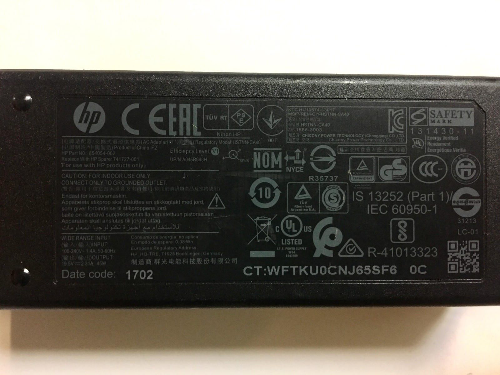 Genuine HP 45W blue tip laptop AC Adapter Power Supply charger 19.5V 8000+ sold!