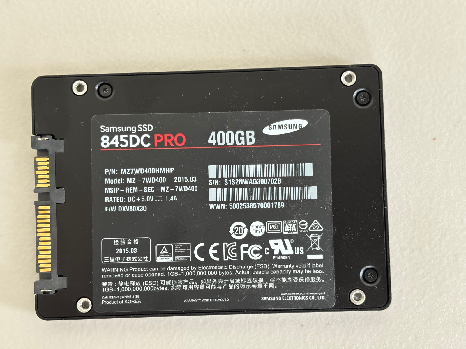 Samsung 845DC PRO Enterprise Mixed-Use 400GB MZ-7WD400 SATA SSD