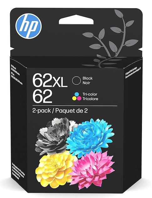 Genuine HP 62XL High Yield Black 62 Tri-color Ink Set Exp 07/2027