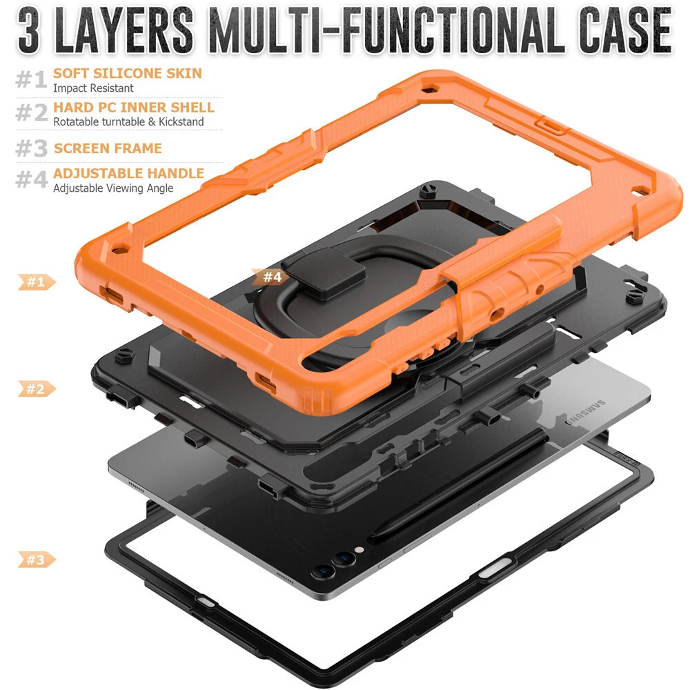 For Samsung Galaxy Tab S10 Ultra S9 Plus Tablet Shockproof Rugged Case Cover