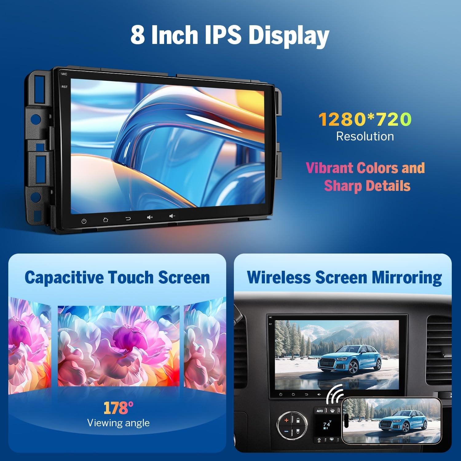 EononGMX7A 4G+64G Android 14 Car Stereo Compatible with,GMC/Chevy/Buick Wireless