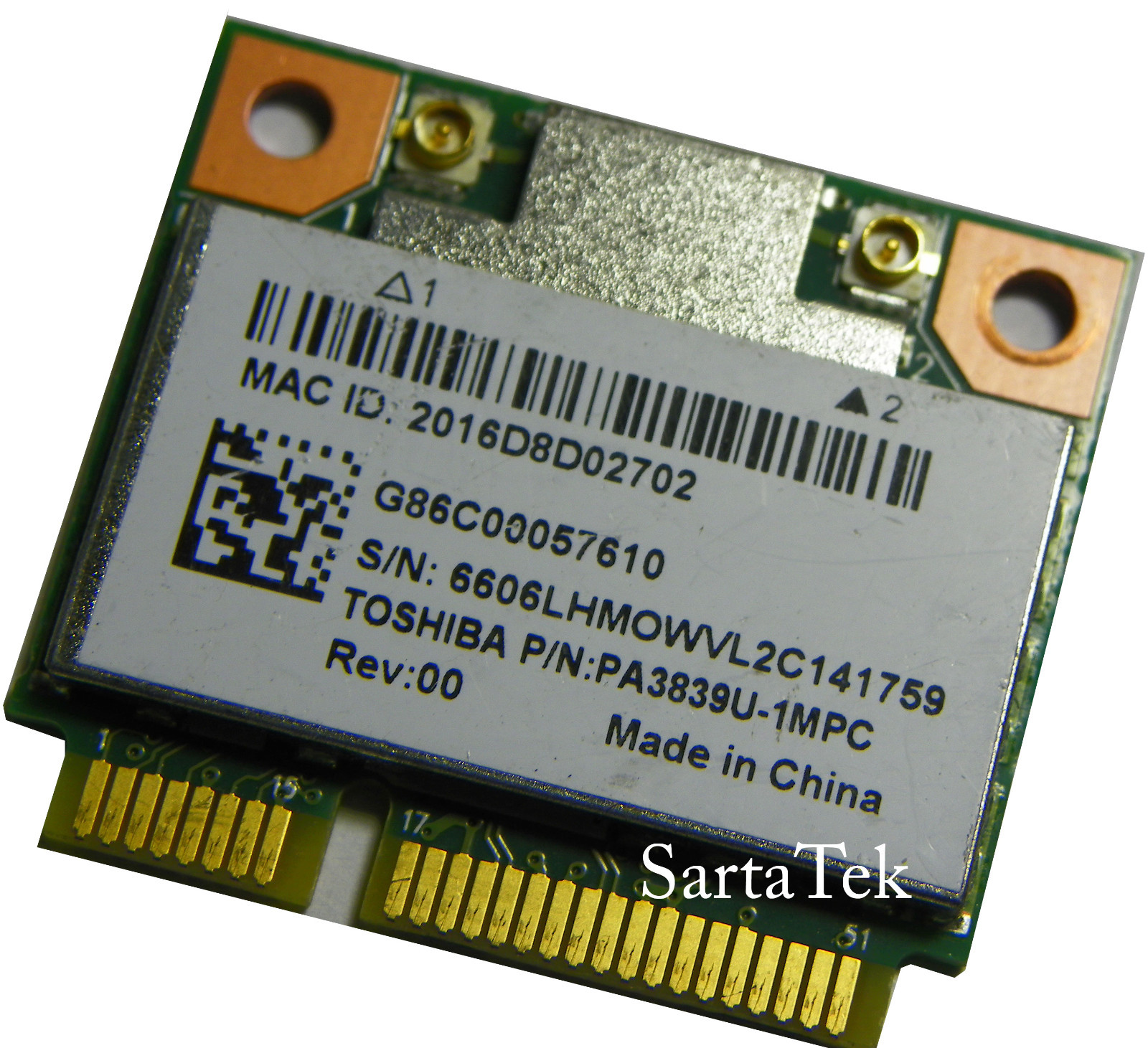 Toshiba OEM G86C00057610 802.11b/g/n Wireless PCIe Half RTL8188CE V000270900