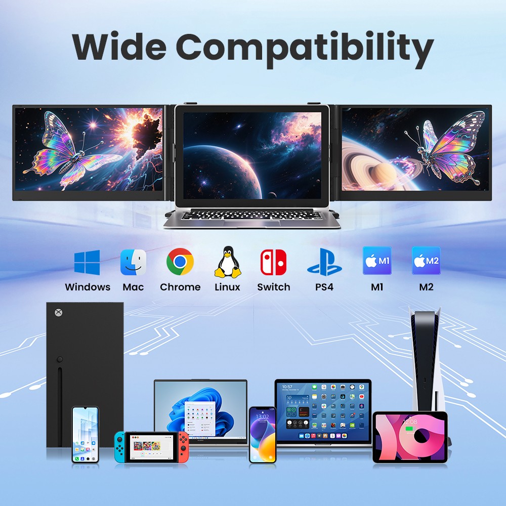 90% NEW Hyangin S8 Pro Triple Monitor Portable Laptop Screen Extender Ultra Slim