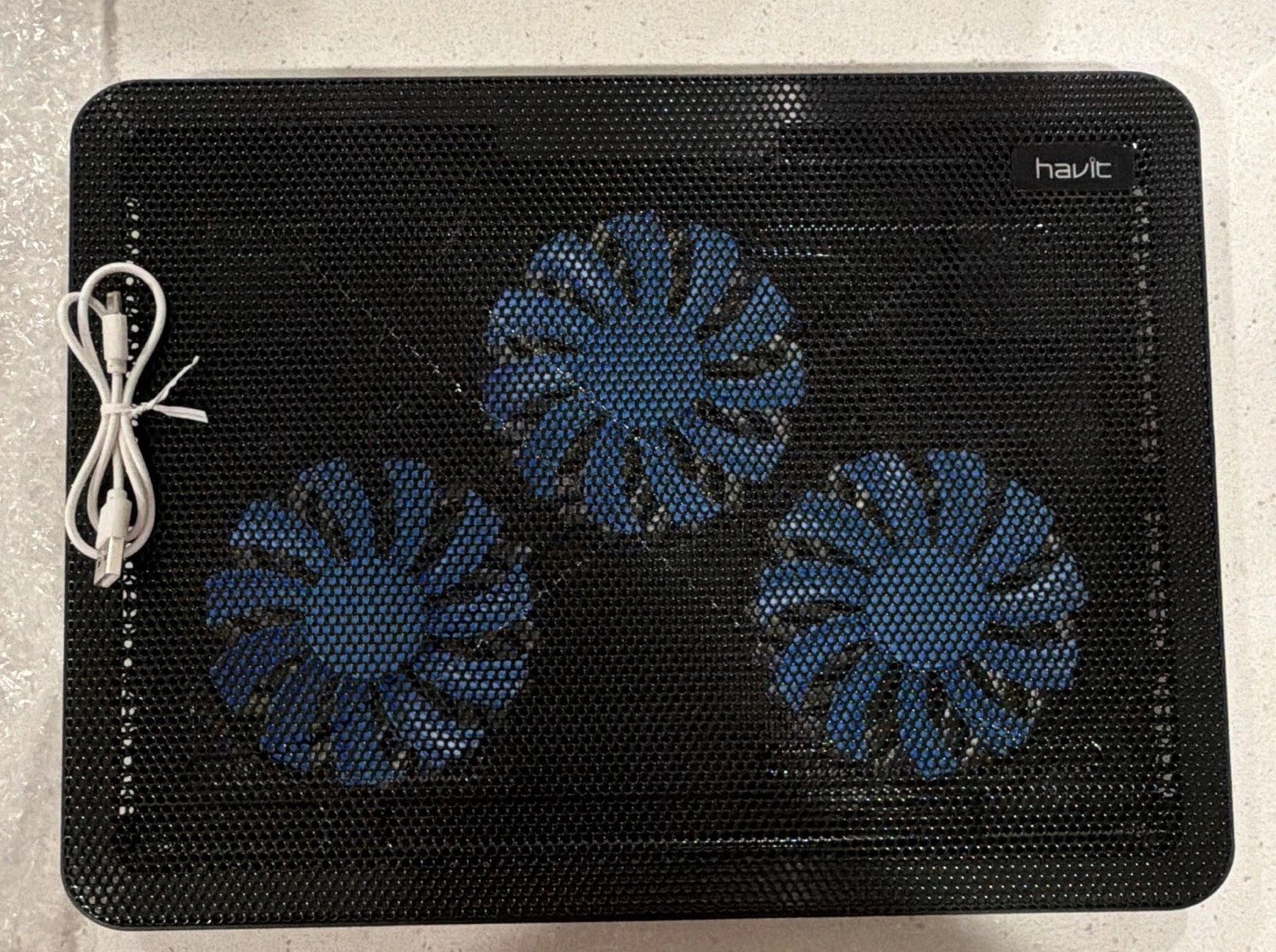 HAVIT Laptop Cooling Pad 3-Fan USB-Powered Built-In USB Port 17in Black/Blue