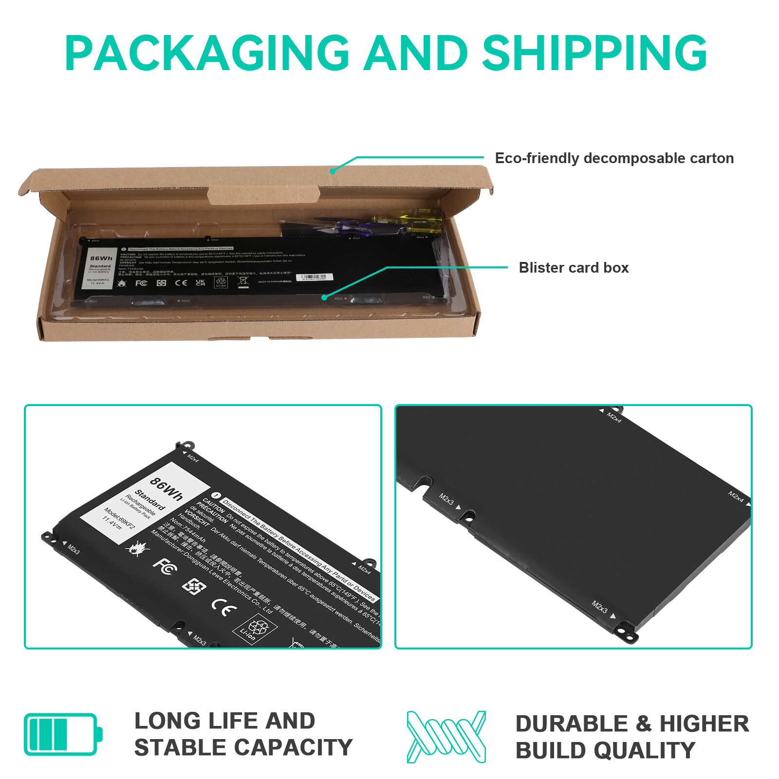 ❤️LOT 69KF2 Battery For Dell XPS 15 9500 Alien M15 M17 R3 Precision 5550 M59JH