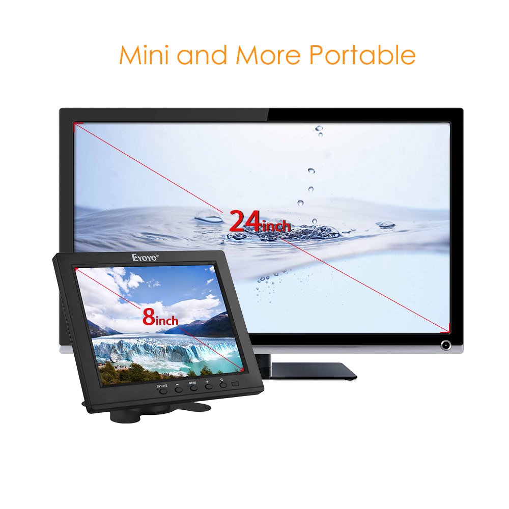 Eyoyo 8″ TFT LCD Monitor Color Screen HDMI BNC AV VGA with Speakers For CCTV DVD