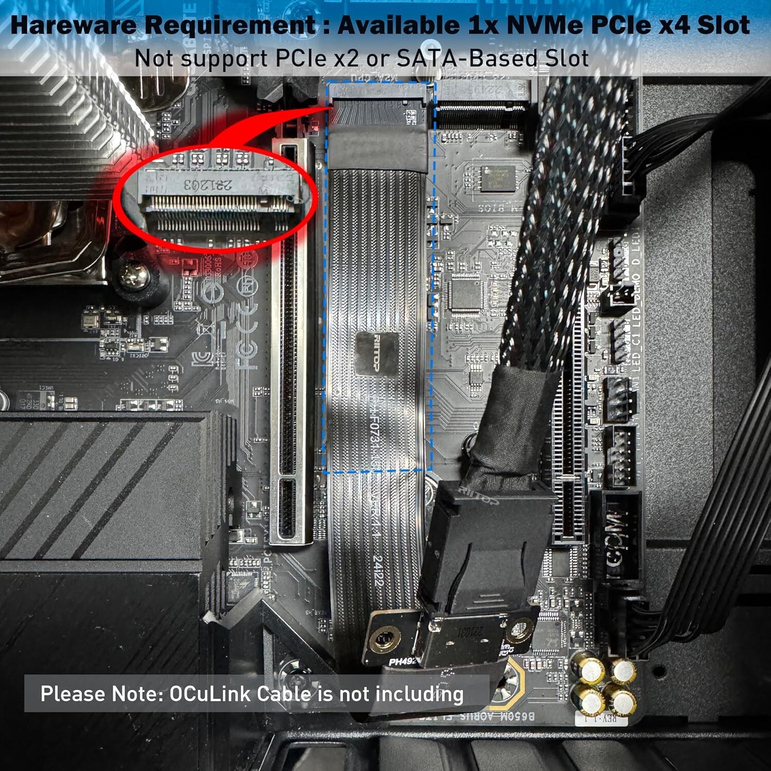 M.2 NVMe to OCuLink SFF-8612 Extender Adapter Cable 15cm for eGPU and SSD