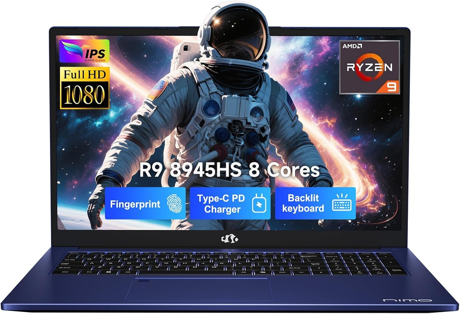 NIMO 17.3 Gaming Laptop Ryzen 9 8945HS 16GB RAM 1TB SSD, Radeon 780M AI-Enhanced