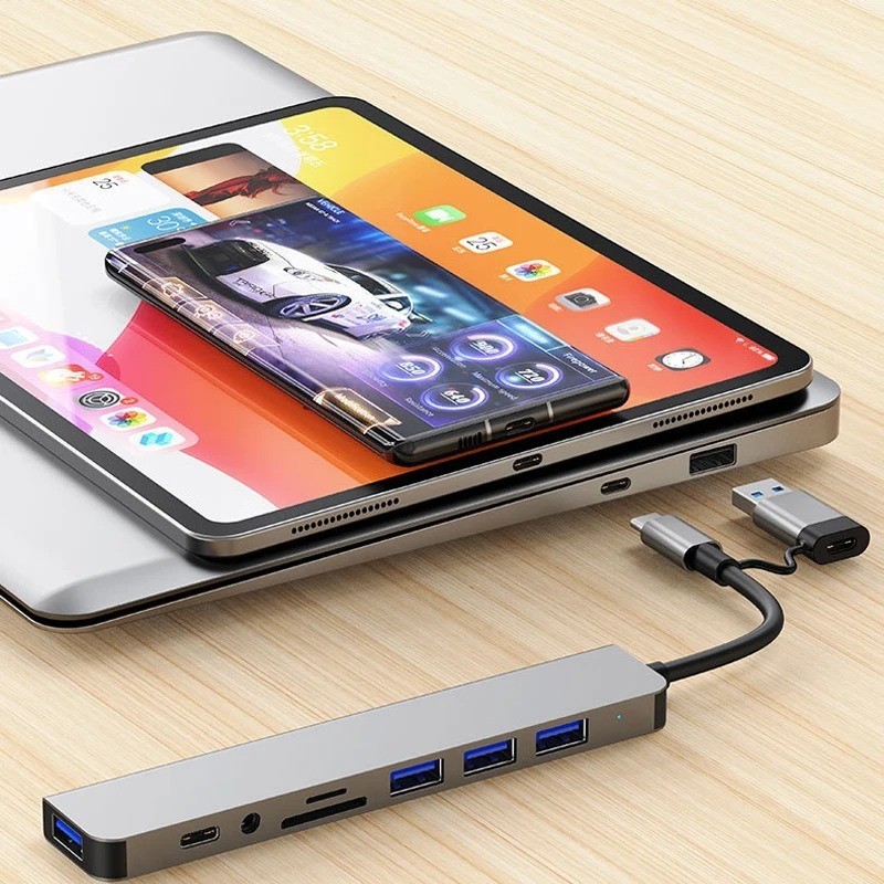 8 in 1 USB C Hub Docking Station HDMI SD TF Card Reader Audio Adapter