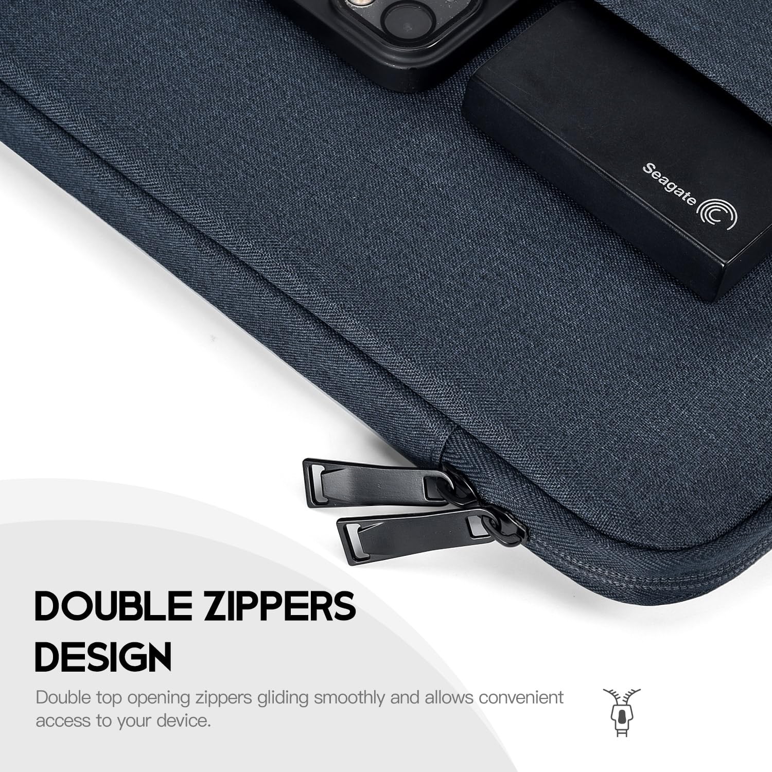 CaseBuy Portable Monitor Sleeve 15.6-16.1 Inch, Navy Blue, Padded