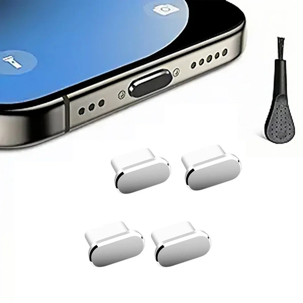 USB C Dust Plug With Cleaning Brush, Metal Type C Charging Port Cover, Anti Dust