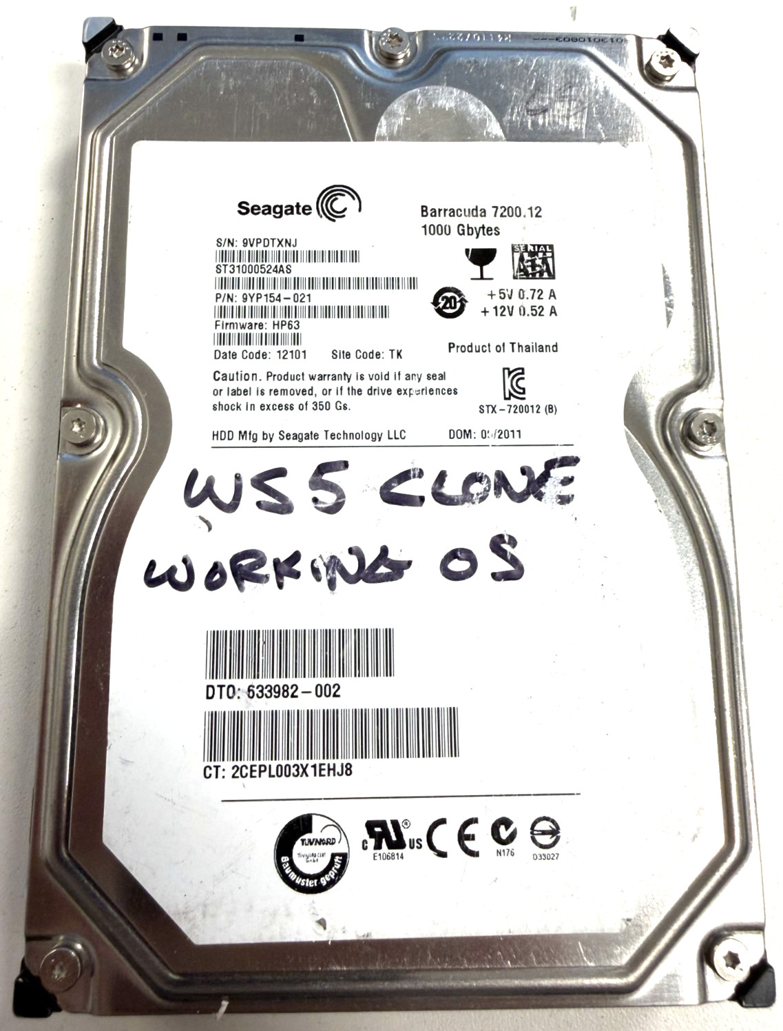 Seagate Barracuda 7200.12 1TB 7200RPM SATA HDD ST31000524AS – Tested