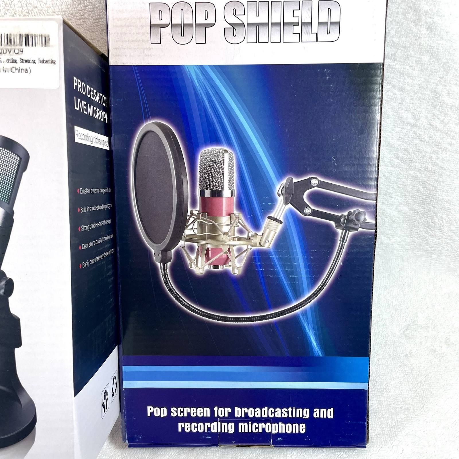 Desktop USB Microphone High Quality Mic Core Podcast Studio & Pop Shield Screen