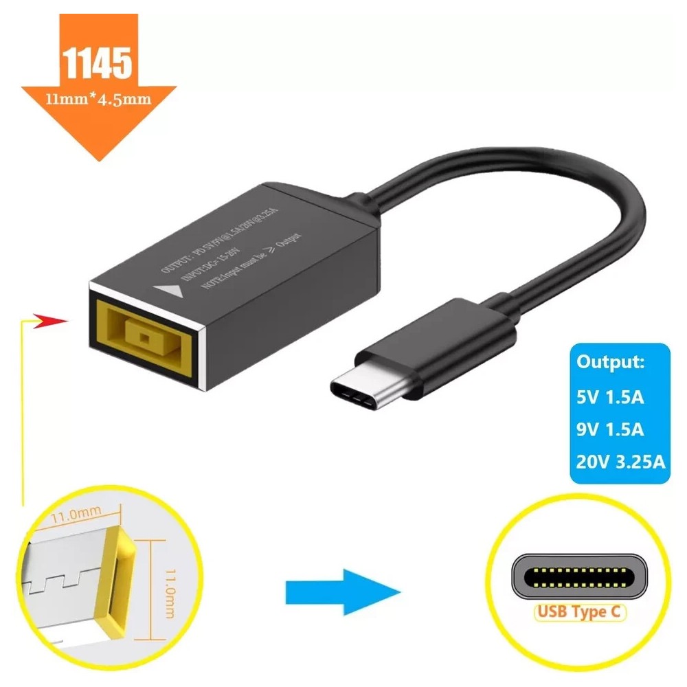 10Pcs Laptop Charger Converter 11mm to USB C For Lenovo Thinkpad with 10cm Cable