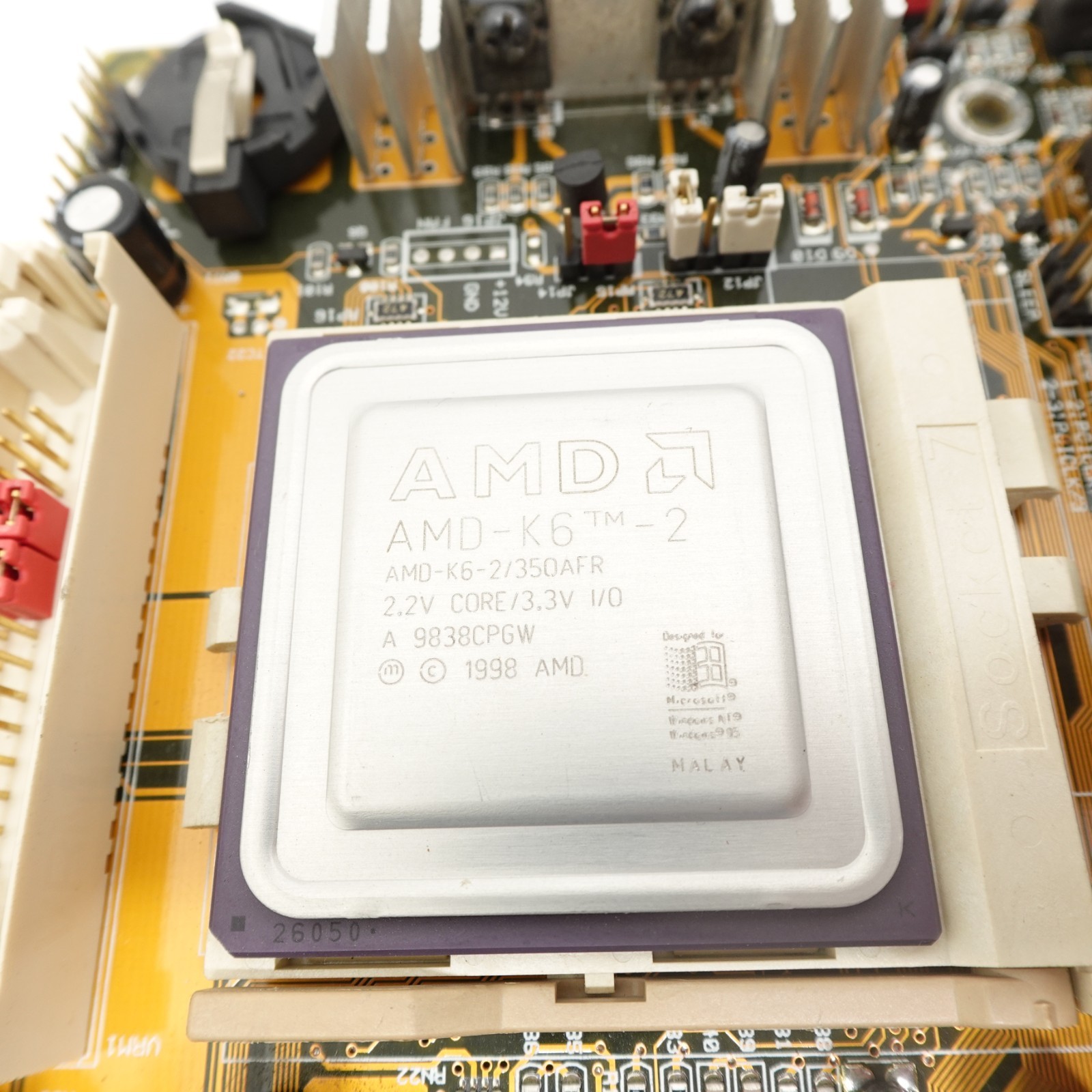 FIC PA-2012 Socket 7 Motherboard AMD K6-2 350MHz AT Baby AT Vintage