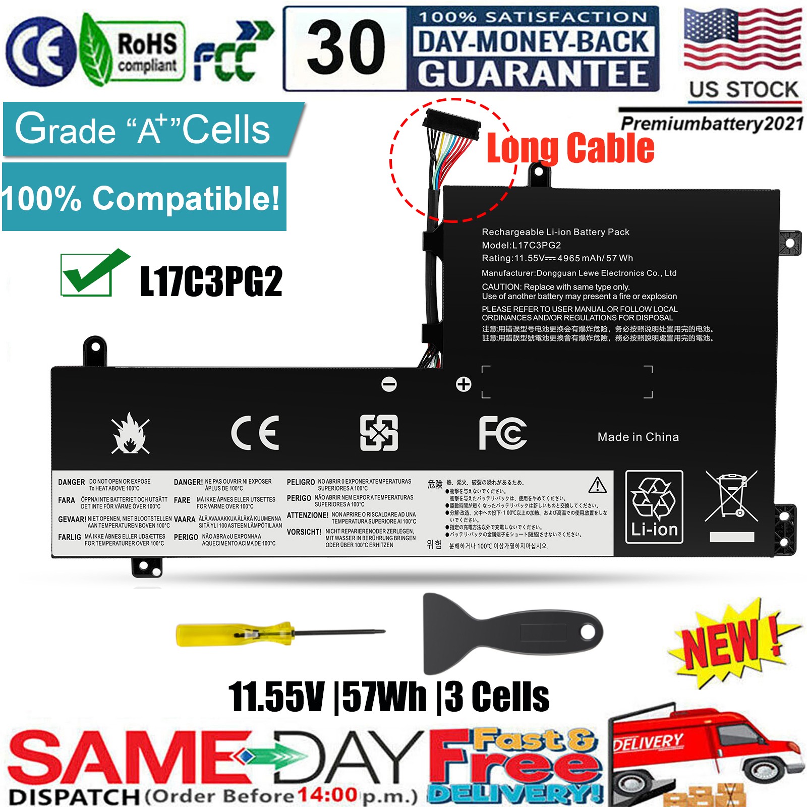 ✅L17M3PG2 Battery For Lenovo Legion Y530-15ICH Y540 Y740 Y545 Y7000 L17C3PG2 US