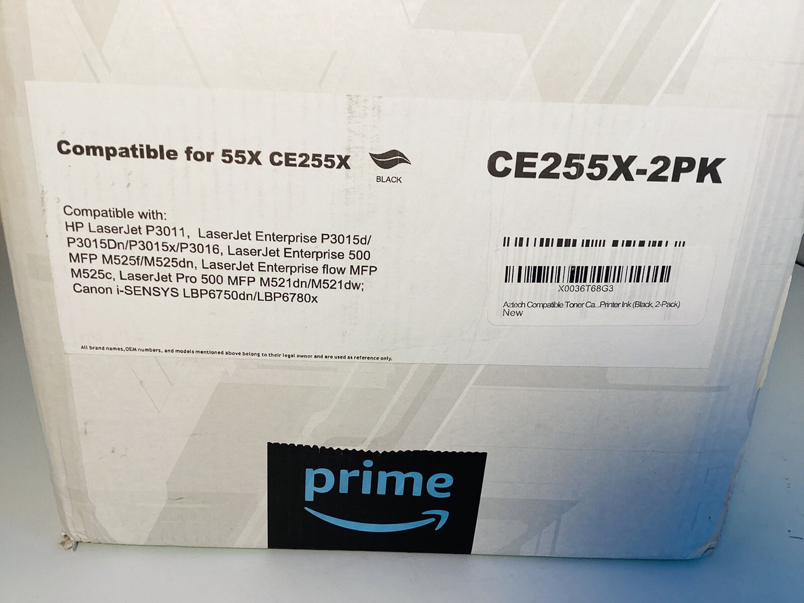 2pk Ce255X 2PK,Toner Compatible w/ Hp Laserjet P3011,Lazer Jet Enterprise P3015d