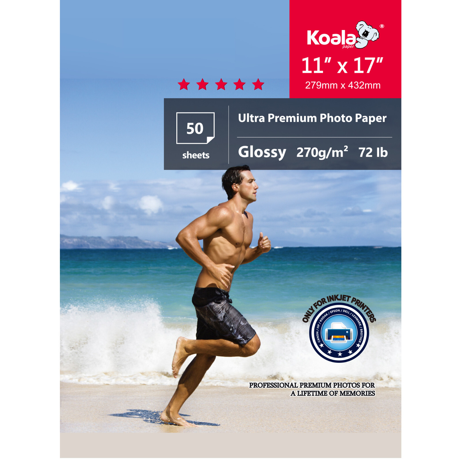 Koala Ultra Premium Photo Paper 11×17 Glossy 72lb Heavyweight for Inkjet Printer