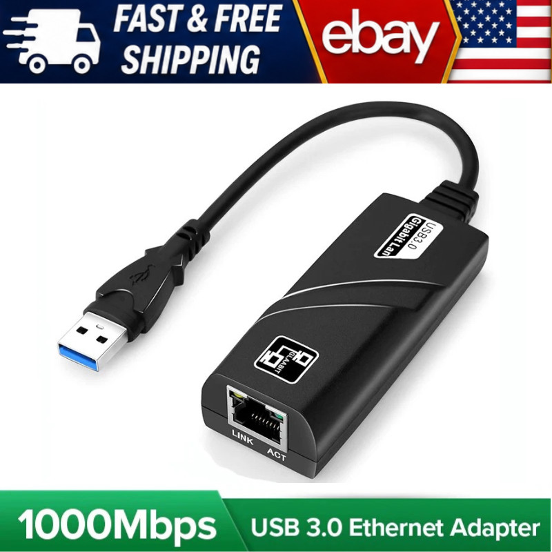USB 3.0 Gigabit Ethernet LAN RJ45 1000Mbps Network Adapter For Windows PC Mac