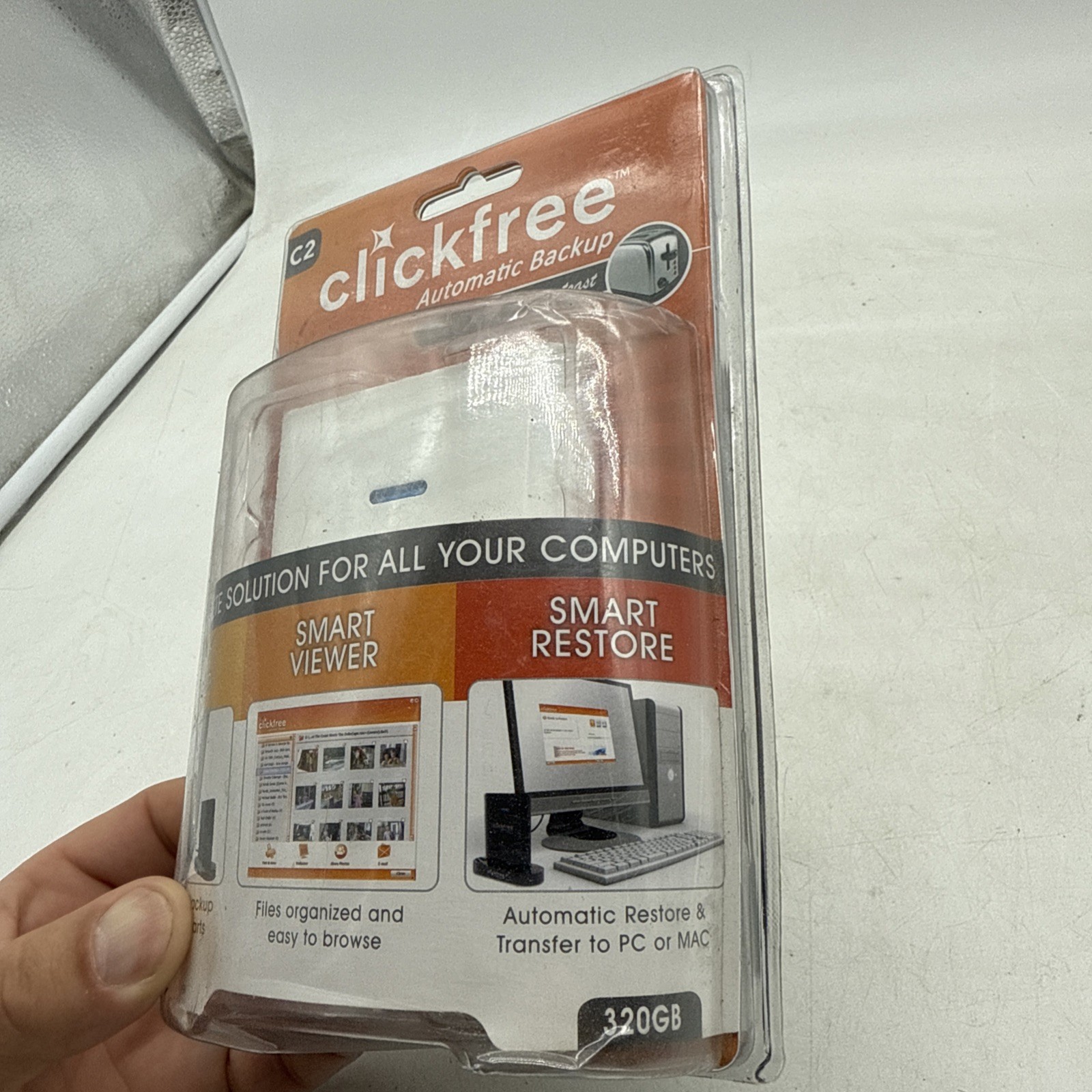 Clickfree C2 320GB External USB Hard Drive Automatic Backup SEALED New In Box