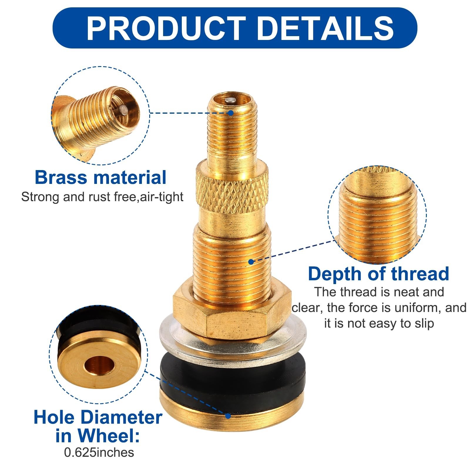 2 Piece TR618A Metal Valve Stems for Agricultural Equipment. Fits 0.618”+0.0…