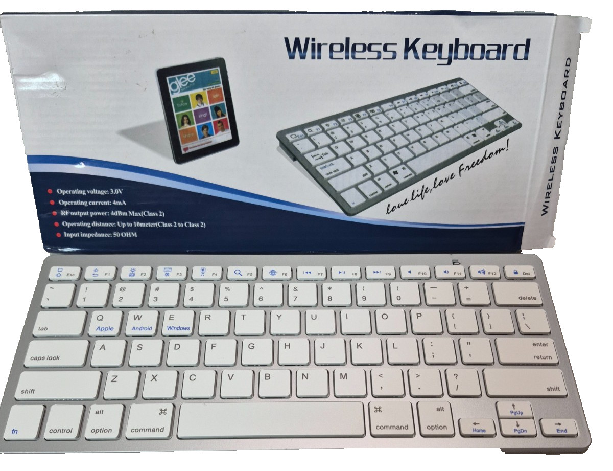 BK-3001 Bluetooth Wireless 78 Keys Ultrathin Keyboard for/iPad/iPhone, Silver